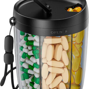 Large Supplement Organizer Bottle - 6 in 1 Pill Dispenser